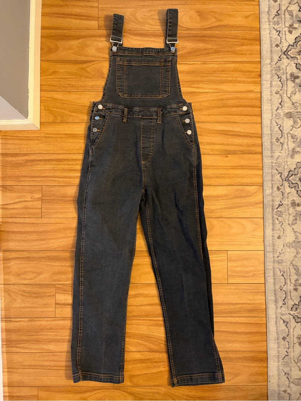 WeWoreWhat Dark Denim Overalls with Contrast Stitching - Picture 2 of 5